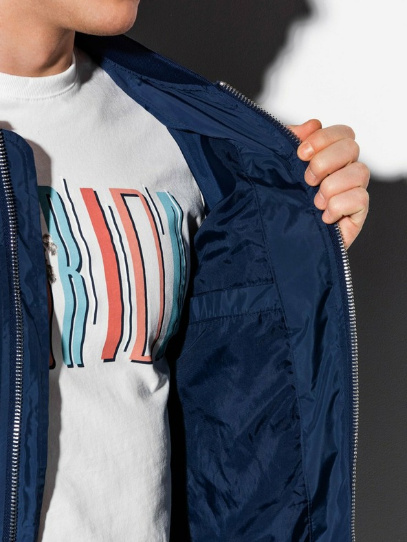 Ombre Clothing Pánská jarní bomber bunda C439 - námořnická