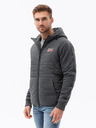 Ombre Clothing Tmavě šedcá pánská lehká bunda s kapucí Ombre Clothing