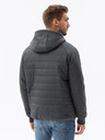 Ombre Clothing Tmavě šedcá pánská lehká bunda s kapucí Ombre Clothing