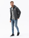 Ombre Clothing Tmavě šedcá pánská lehká bunda s kapucí Ombre Clothing