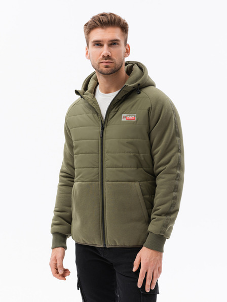 Ombre Clothing Zelená pánská lehká bunda s kapucí Ombre Clothing