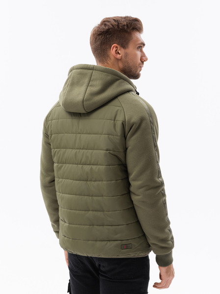 Ombre Clothing Zelená pánská lehká bunda s kapucí Ombre Clothing
