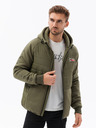 Ombre Clothing Zelená pánská lehká bunda s kapucí Ombre Clothing