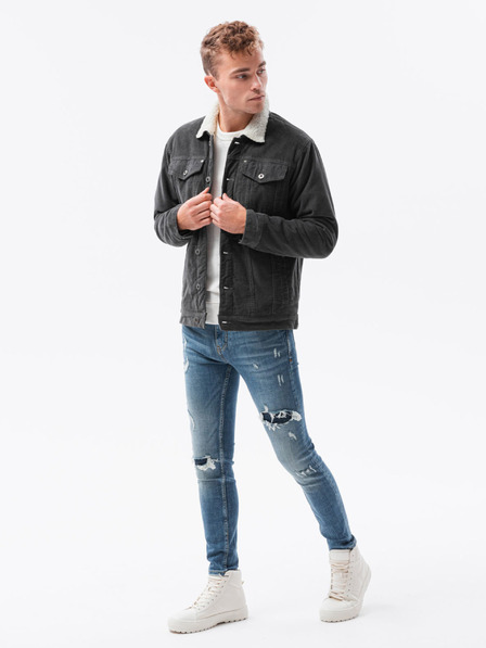 Ombre Clothing Tmavě šedá pánská přechodná bunda Ombre Clothing C524
