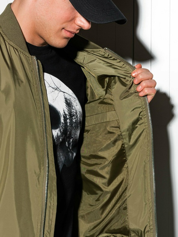 Ombre Clothing Khaki pánská lehká bunda C439