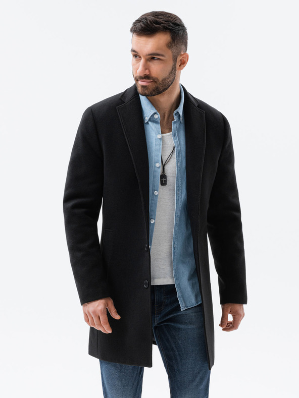 Ombre Clothing Černý pánský lehký kabát Ombre Clothing
