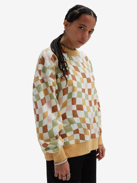 Vans Bílo-žlutá dámská kostkovaná mikina VANS Club Slouchy