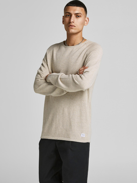 Jack & Jones Krémový pánský basic svetr Jack & Jones Ehill