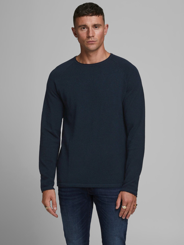 Jack & Jones Tmavě modrý pánský basic svetr Jack & Jones Ehill