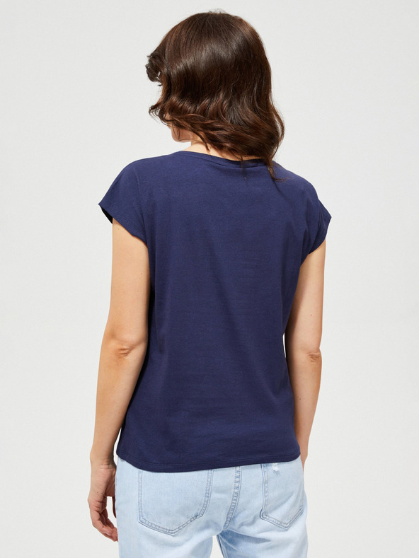 Moodo Modré tričko s bílo-růžovým motivem Moodo