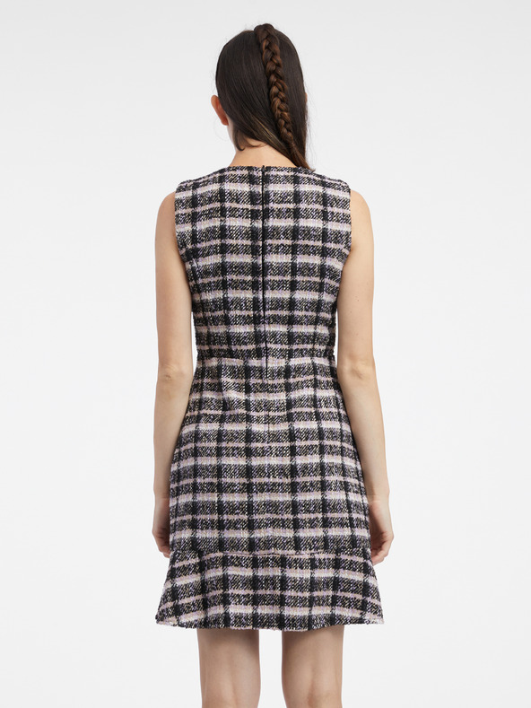 Orsay Růžovo-černé dámské tvídové šaty ORSAY