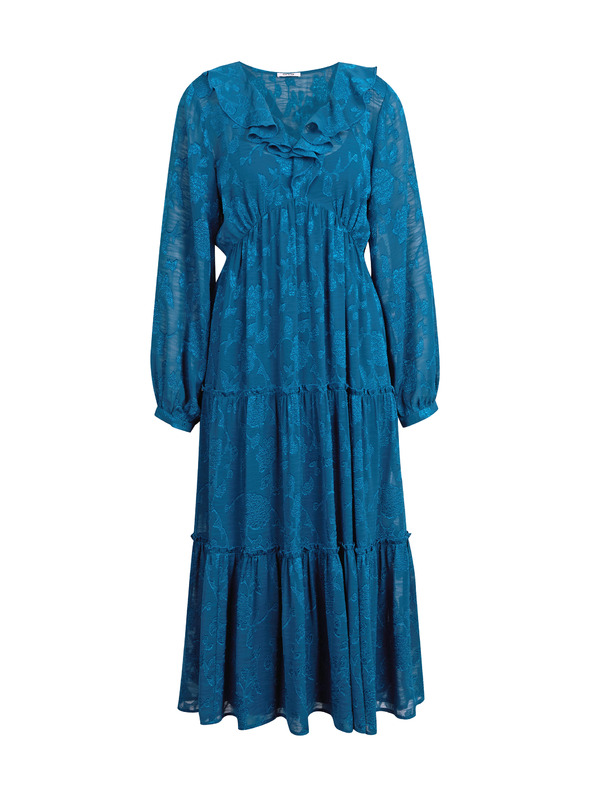 Orsay Modré dámské květované midišaty ORSAY