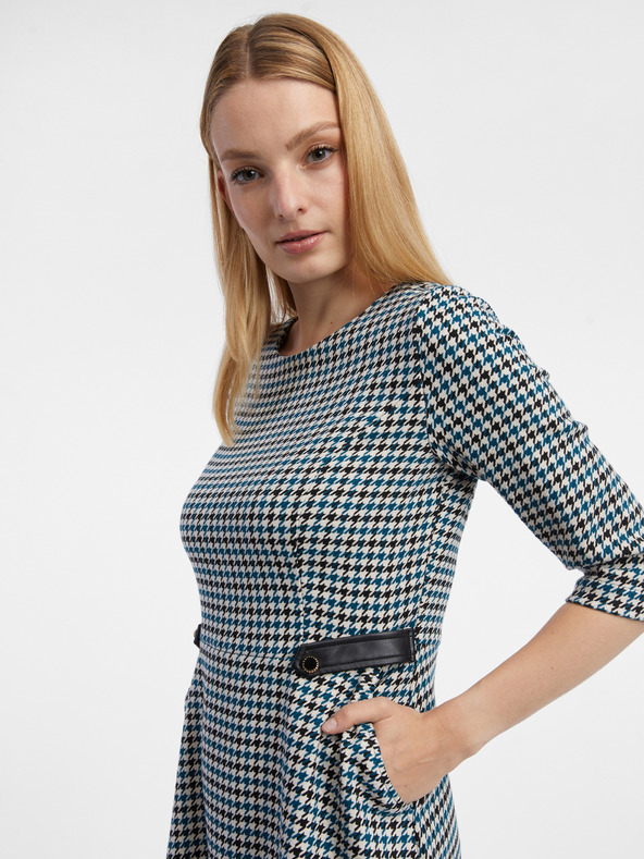 Orsay Modré dámské vzorované šaty ORSAY