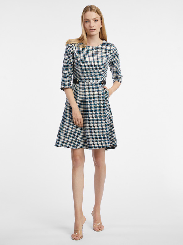 Orsay Modré dámské vzorované šaty ORSAY