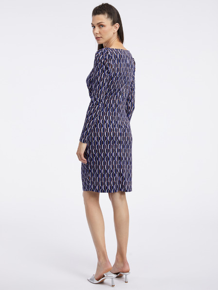 Orsay Tmavě modré dámské vzorované pouzdrové šaty ORSAY