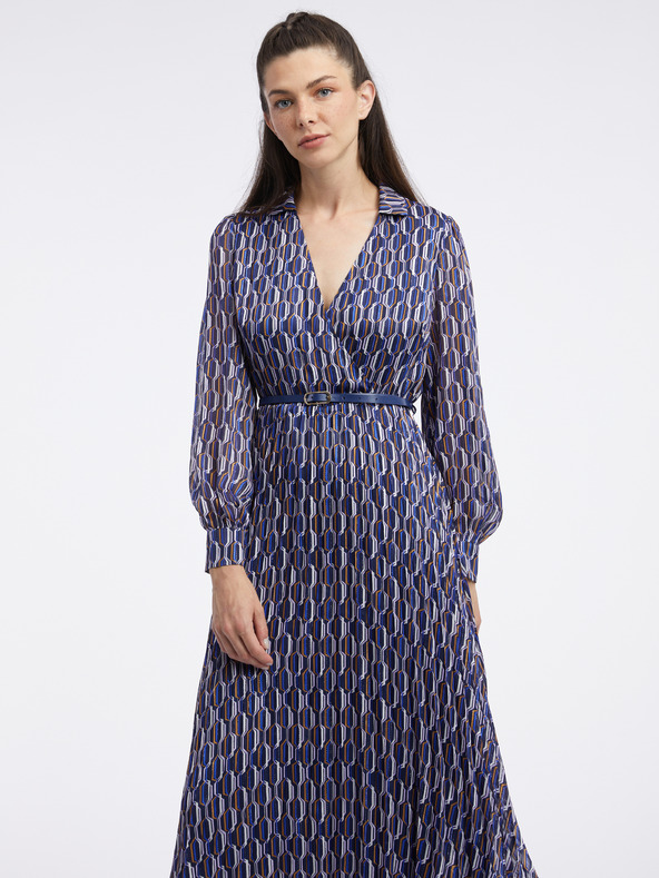 Orsay Tmavě modré dámské vzorované šaty ORSAY