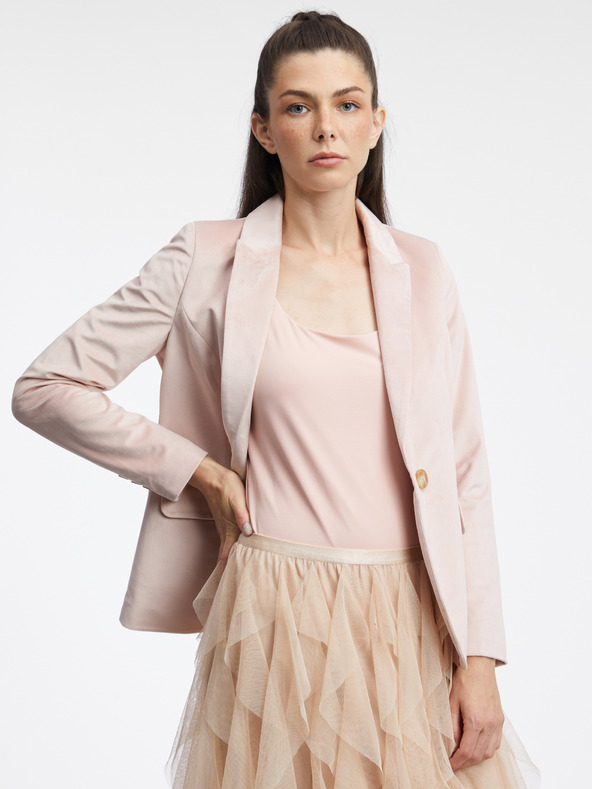 Orsay Světle růžové dámské sametové sako ORSAY