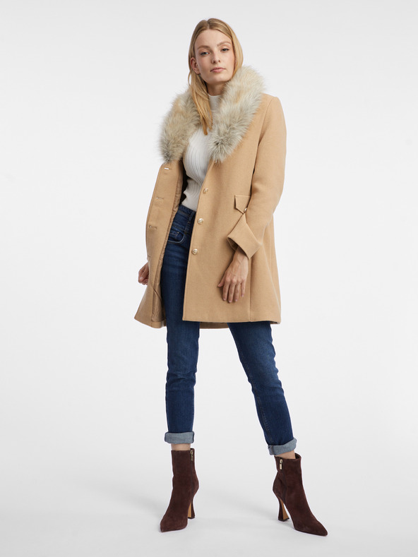 Orsay Béžový dámský kabát s příměsí vlny ORSAY