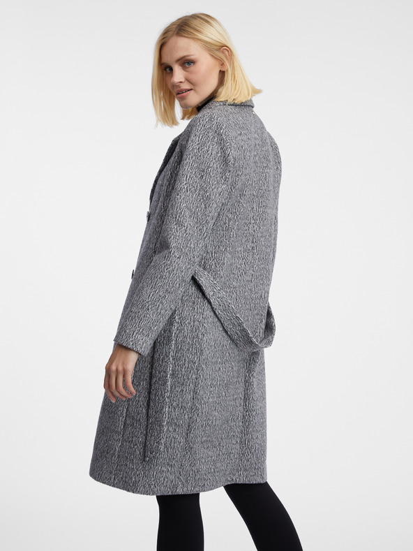 Orsay Šedý dámský žíhaný kabát ORSAY