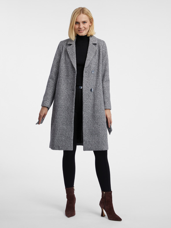 Orsay Šedý dámský žíhaný kabát ORSAY