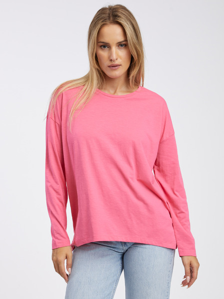 Noisy May Tmavě růžové dámské basic oversize tričko s dlouhým rukávem Noisy May Mathilde