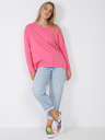 Noisy May Tmavě růžové dámské basic oversize tričko s dlouhým rukávem Noisy May Mathilde