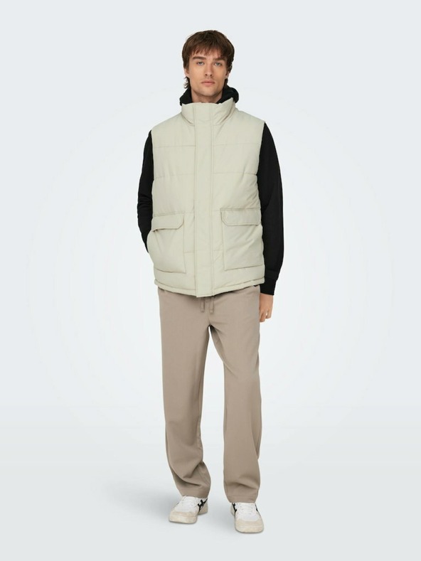 ONLY & SONS Světle šedá pánská prošívaná vesta ONLY & SONS Carl