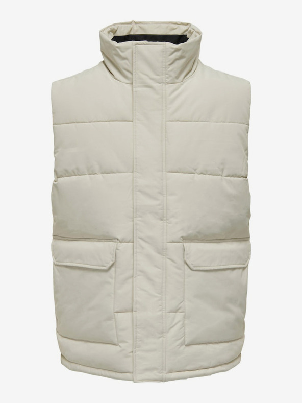 ONLY & SONS Světle šedá pánská prošívaná vesta ONLY & SONS Carl