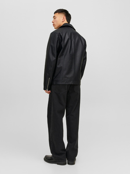 Jack & Jones Černá pánská koženková bunda Jack & Jones Rocky