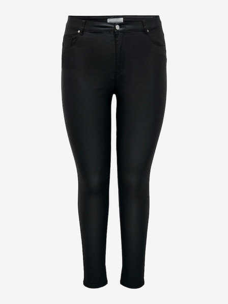 ONLY CARMAKOMA Černé dámské koženkové skinny fit džíny ONLY CARMAKOMA Anne