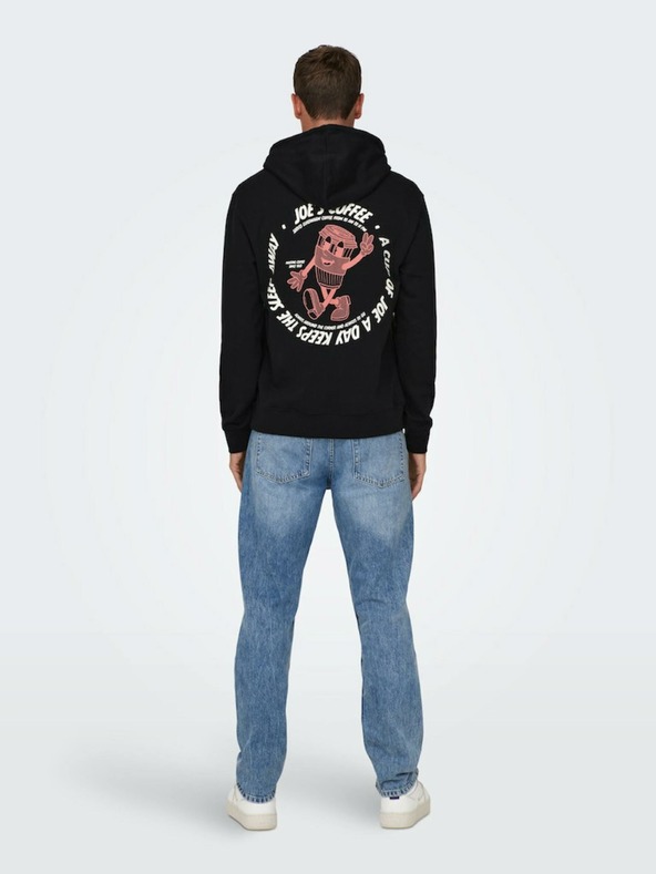 ONLY & SONS Černá pánská mikina s kapucí ONLY & SONS Bryce