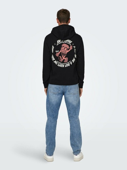 ONLY & SONS Černá pánská mikina s kapucí ONLY & SONS Bryce