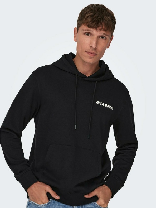 ONLY & SONS Černá pánská mikina s kapucí ONLY & SONS Bryce