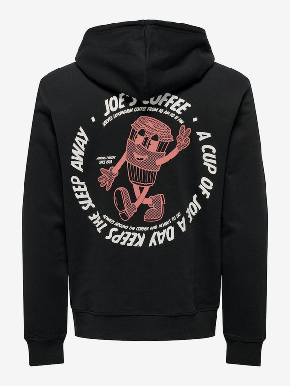 ONLY & SONS Černá pánská mikina s kapucí ONLY & SONS Bryce