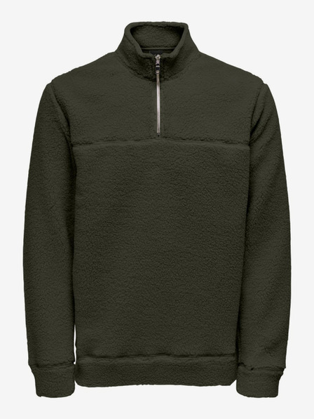 ONLY & SONS Tmavě zelená pánská mikina ONLY & SONS Remy