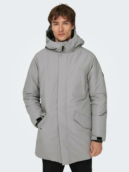ONLY & SONS Šedá pánská zimní parka ONLY & SONS Carl