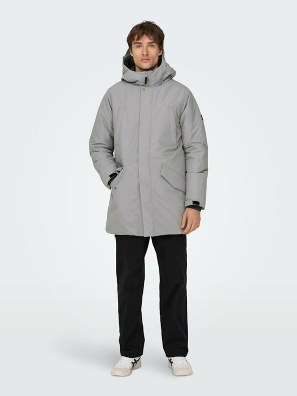 ONLY & SONS Šedá pánská zimní parka ONLY & SONS Carl