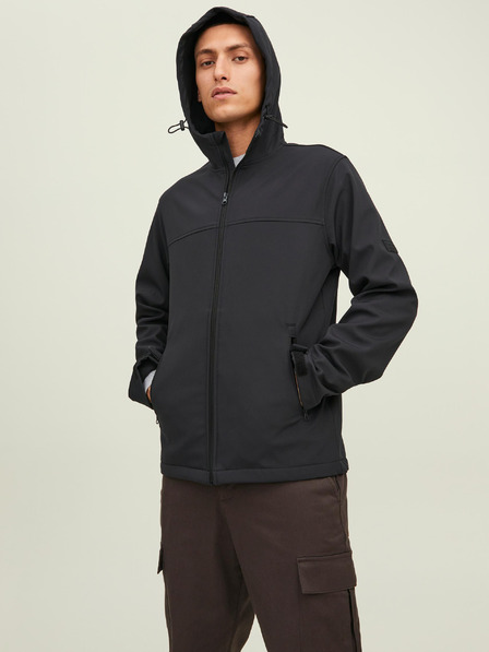 Jack & Jones Černá lehká bunda se zipem a s kapucí Jack & Jones Marvin