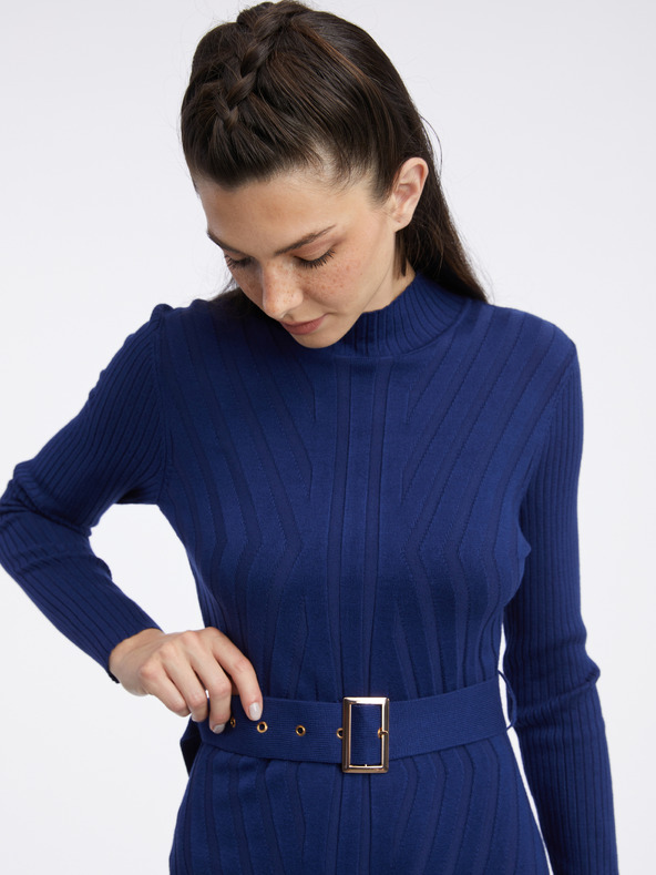 Orsay Tmavě modré dámské úpletové midišaty ORSAY