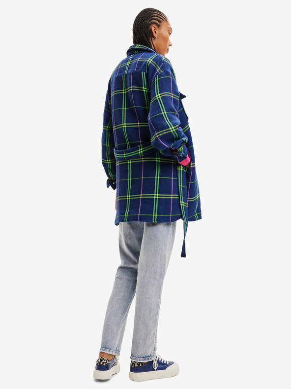 Desigual Modrá kostkovaná košilová bunda Desigual Paris