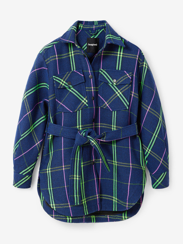 Desigual Modrá kostkovaná košilová bunda Desigual Paris