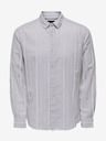 ONLY & SONS Světle šedá pánská pruhovaná košile s příměsí lnu ONLY & SONS Caiden