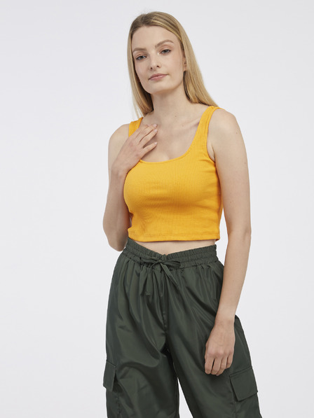 Pieces Oranžové dámské basic tílko Pieces Nukisa