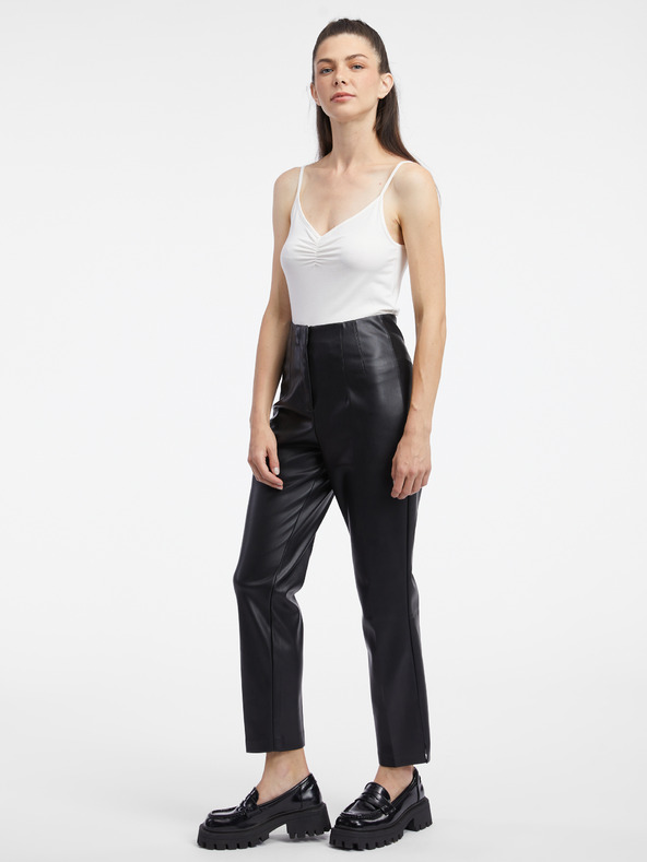 Orsay Černé dámské koženkové kalhoty ORSAY