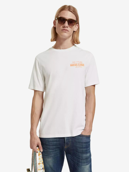 Scotch & Soda Bílé pánské tričko Scotch & Soda