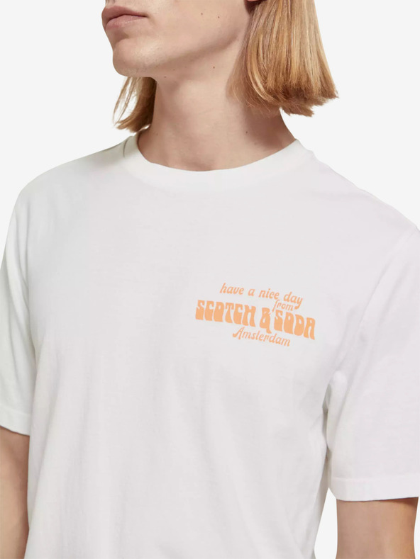 Scotch & Soda Bílé pánské tričko Scotch & Soda