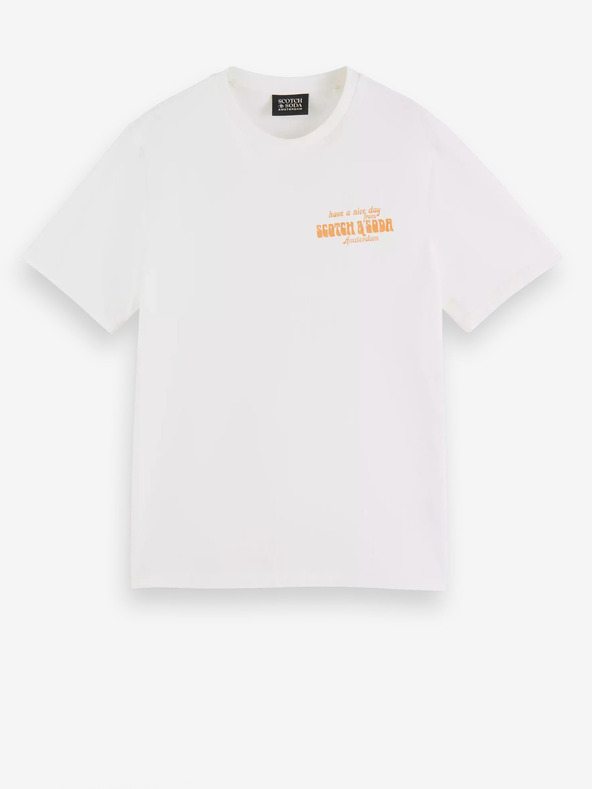 Scotch & Soda Bílé pánské tričko Scotch & Soda