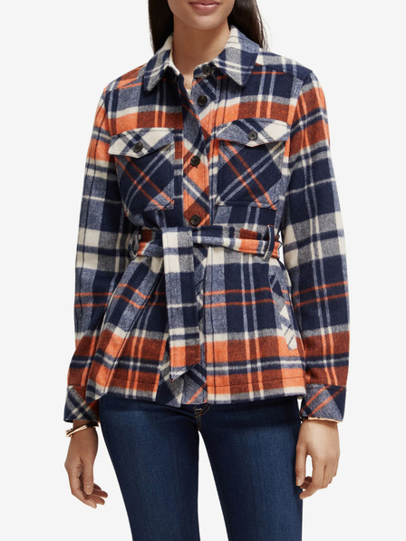 Scotch & Soda Modrý dámský lehký krátký kabát s příměsí vlny Scotch & Soda