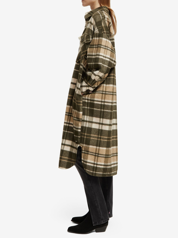 Scotch & Soda Hnědý dámský košilový lehký kabát s příměsí vlny Scotch & Soda