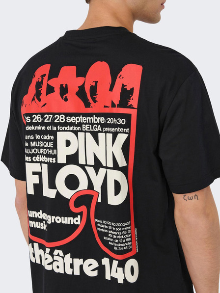 ONLY & SONS Černé pánské tričko s krátkým rukávem ONLY & SONS Pink Floyd